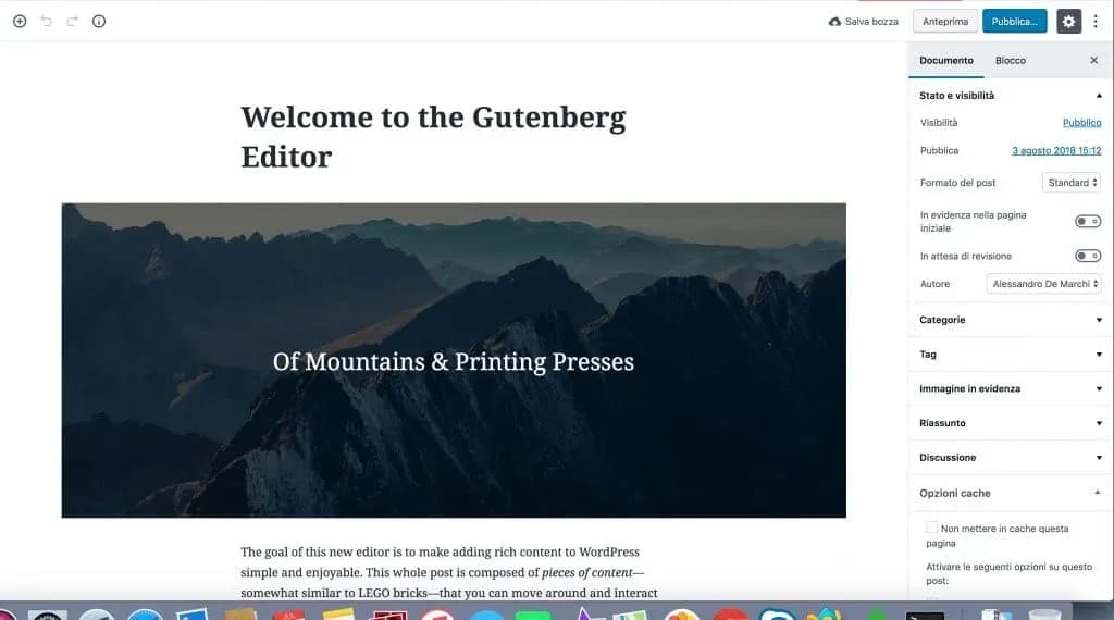 Screenshot van WordPress Gutenberg editor