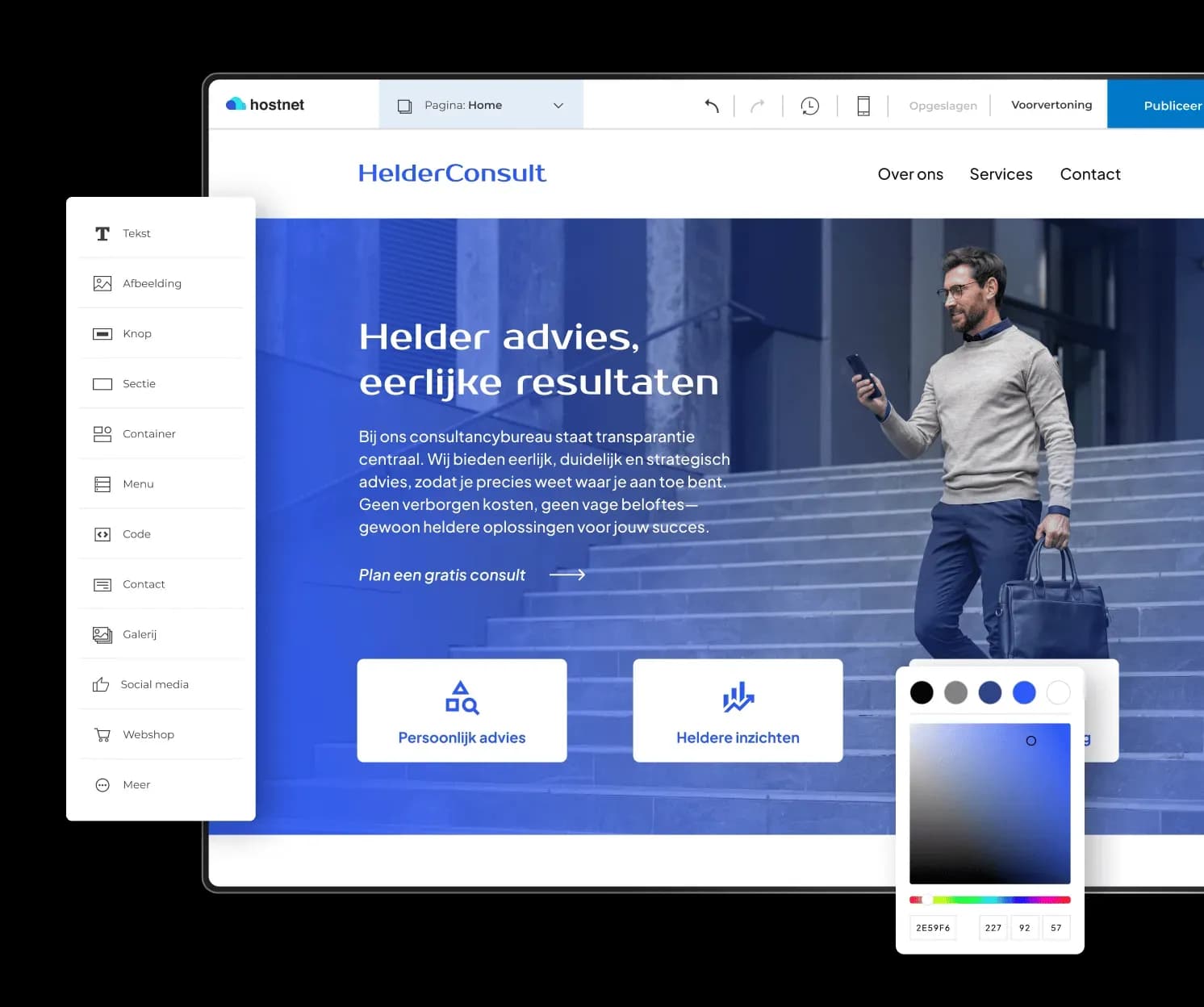 Website voor zzper met color picker