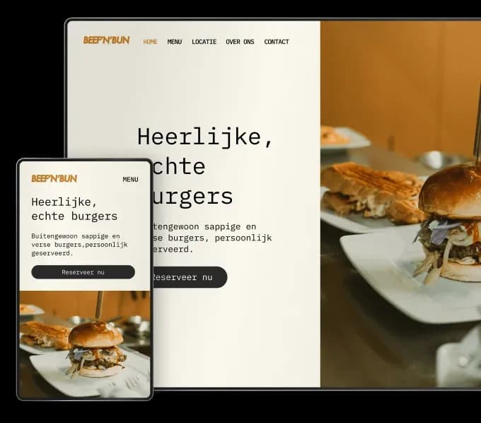 schermen met restaurant website