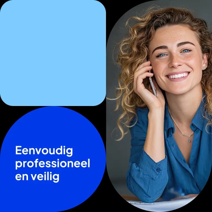 Hostnet medewerker, met de tekst Eenvoudig professioneel en veilig