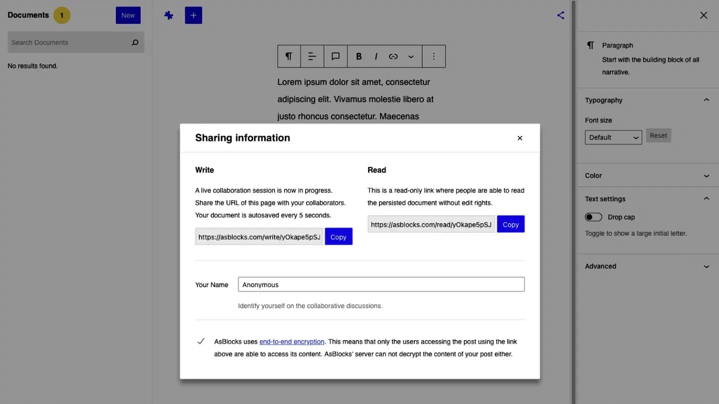 Screenshot van Gutenberg WordPress multi user editing