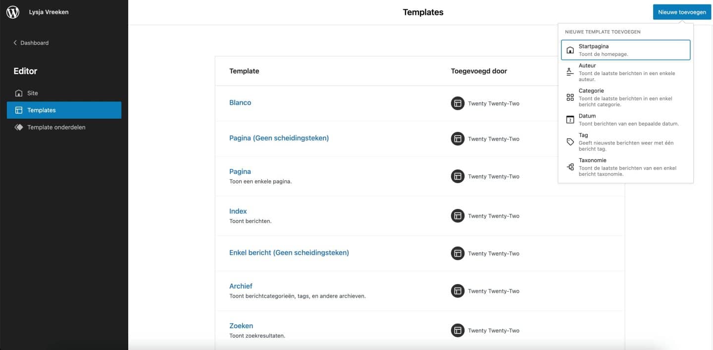 WordPress 6.0 templates