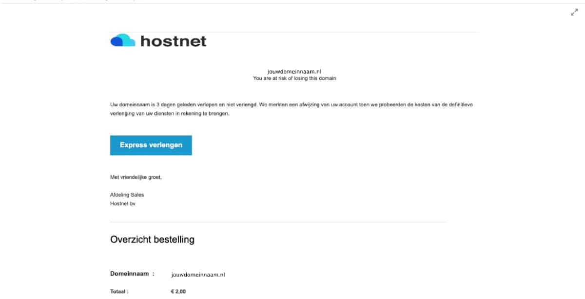 Phishing voorbeeld