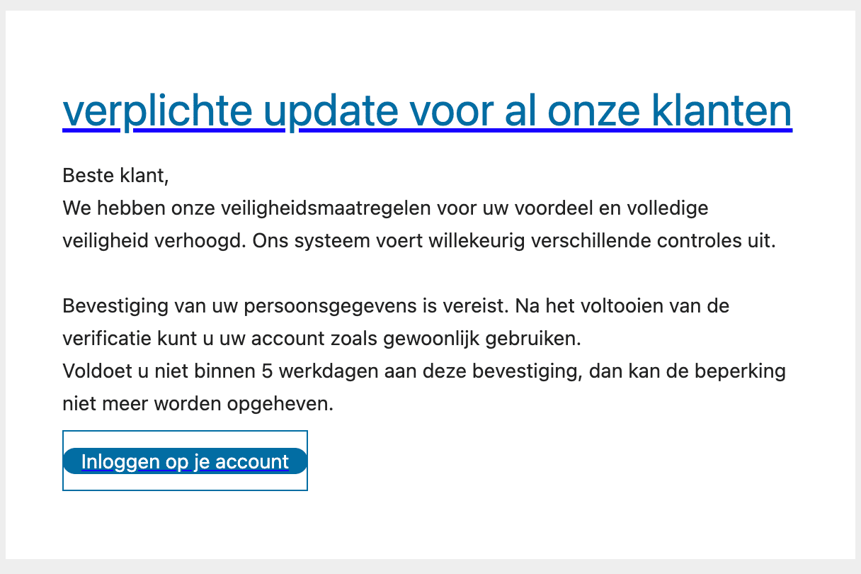 Phishing voorbeeld