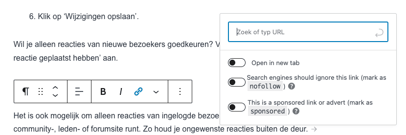 link toevoegen wordpress