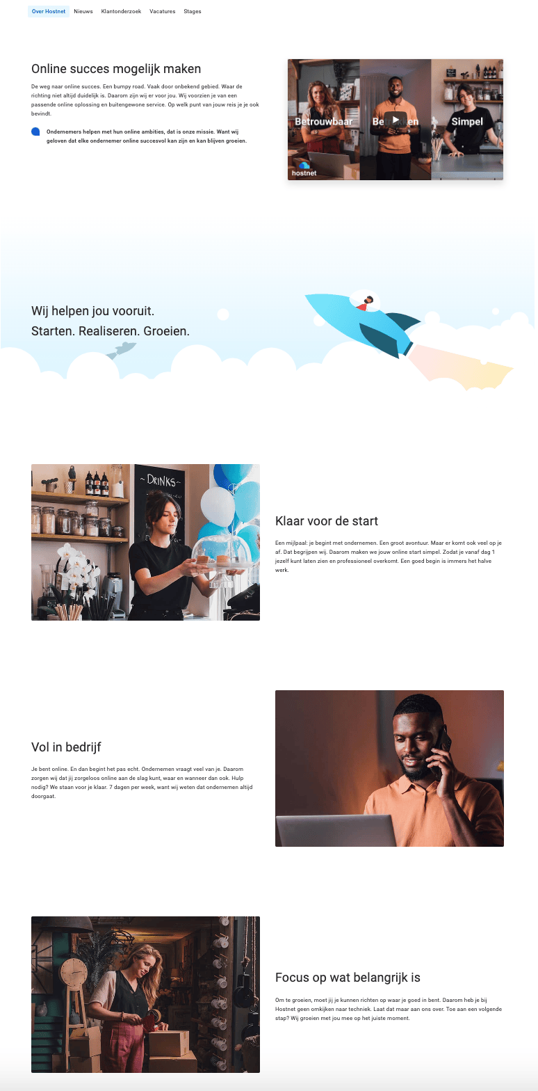 over ons pagina voorbeeld hostnet