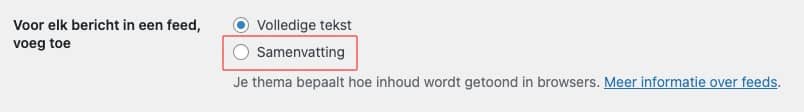 samenvatting tonen wordpress