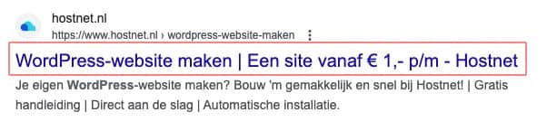 voorbeeld meta titel google