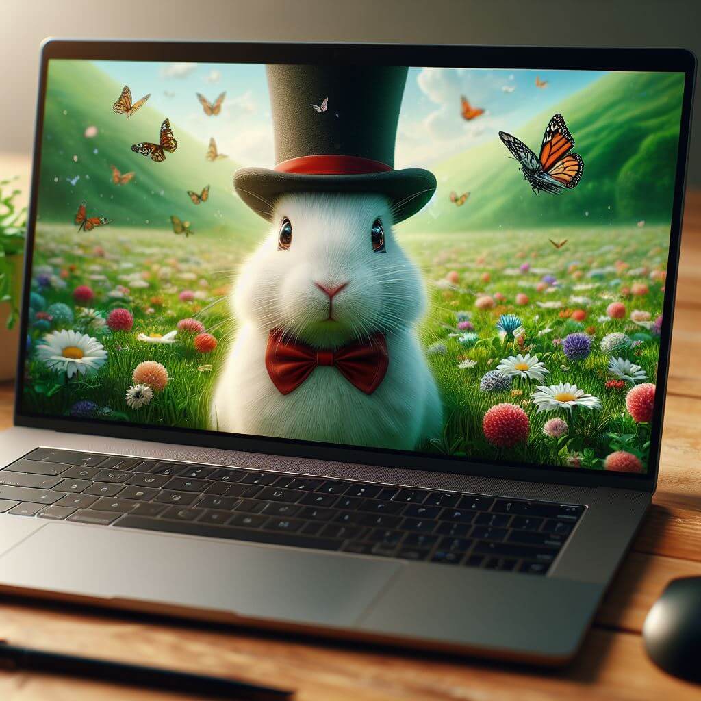 AI-afbeelding van een konijn met een hoed op